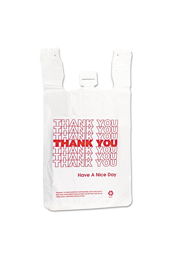 Inteplast Hilex Economy Plastic Tote Bag White, Red Legend, 1/6 BBL | 1000/Case