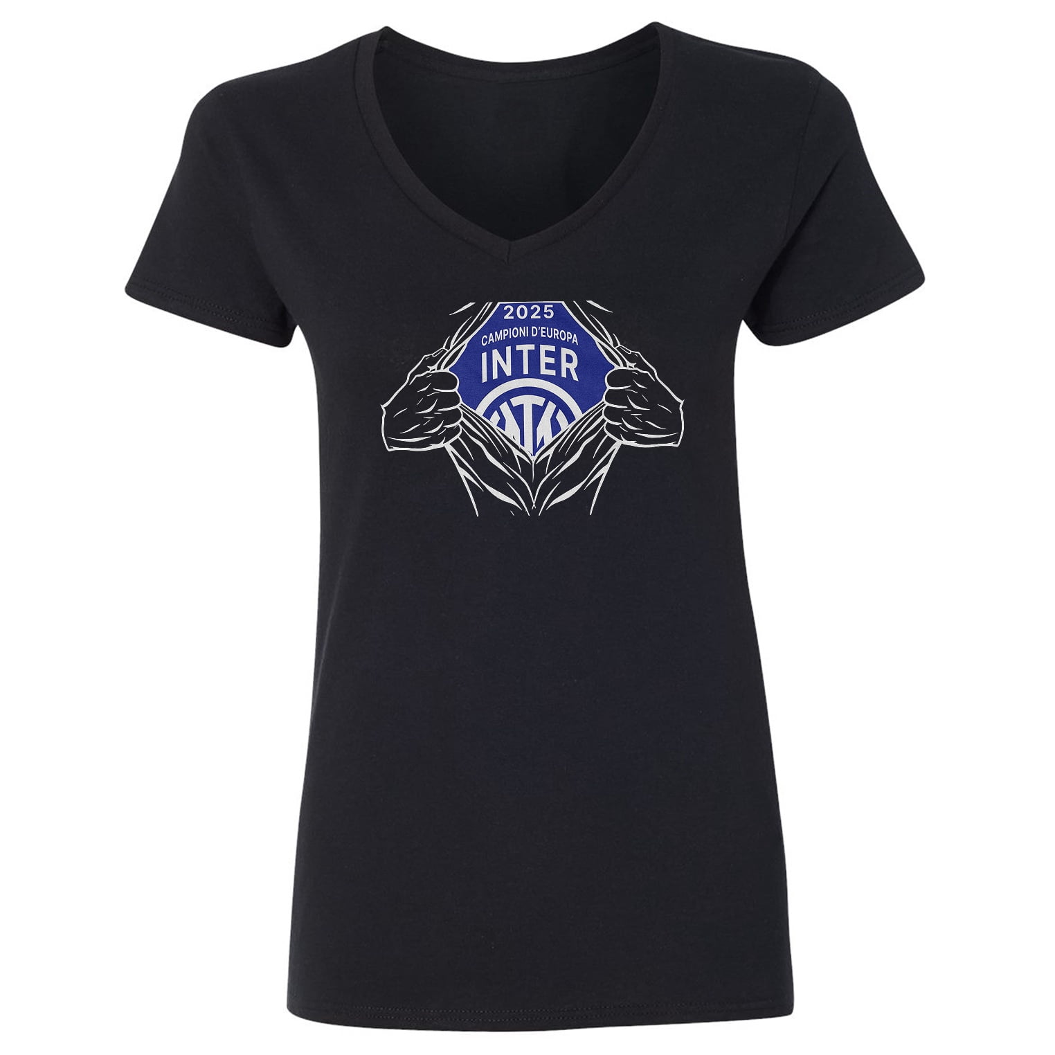 Inter 2025 Europe Champions Hero Ripped - Soccer Fans Ladies' V-Neck ...