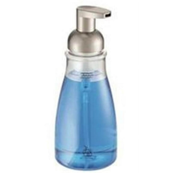 Inter-Design Foaming Soap Pump, 12 oz- Plastic, Brushed Nickel - Clear