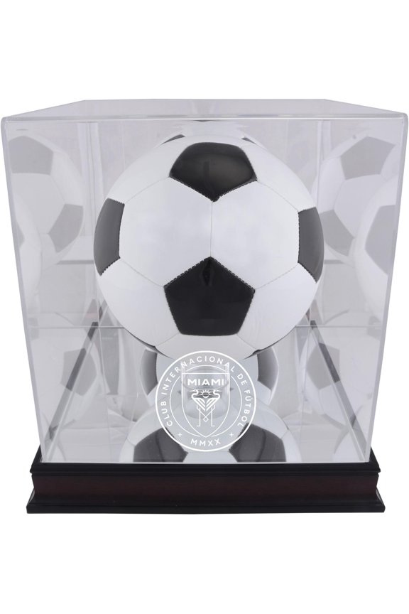 Inter Miami CF Mahogany Team Logo Soccer Ball Display Case - Fanatics Authentic Certified