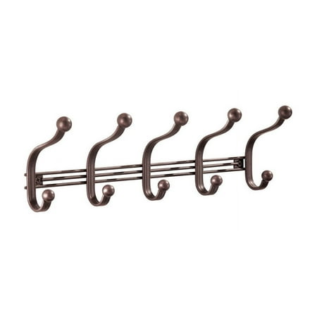 InterDesign 15-1/4 in. L Bronze Silver Steel Large York Lyra 5-Hook Rack 1 pk