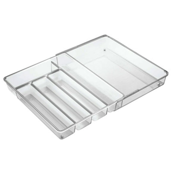 InterDesign 57430 Linus Expandable Cutlery Organizer, Clear, Plastic, Each