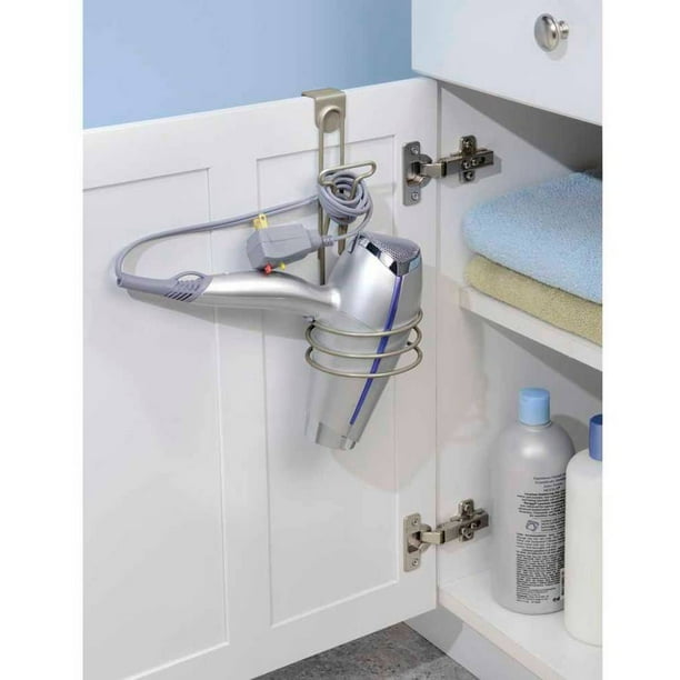 InterDesign Classico Hair Dryer Holder, Satin Nickel