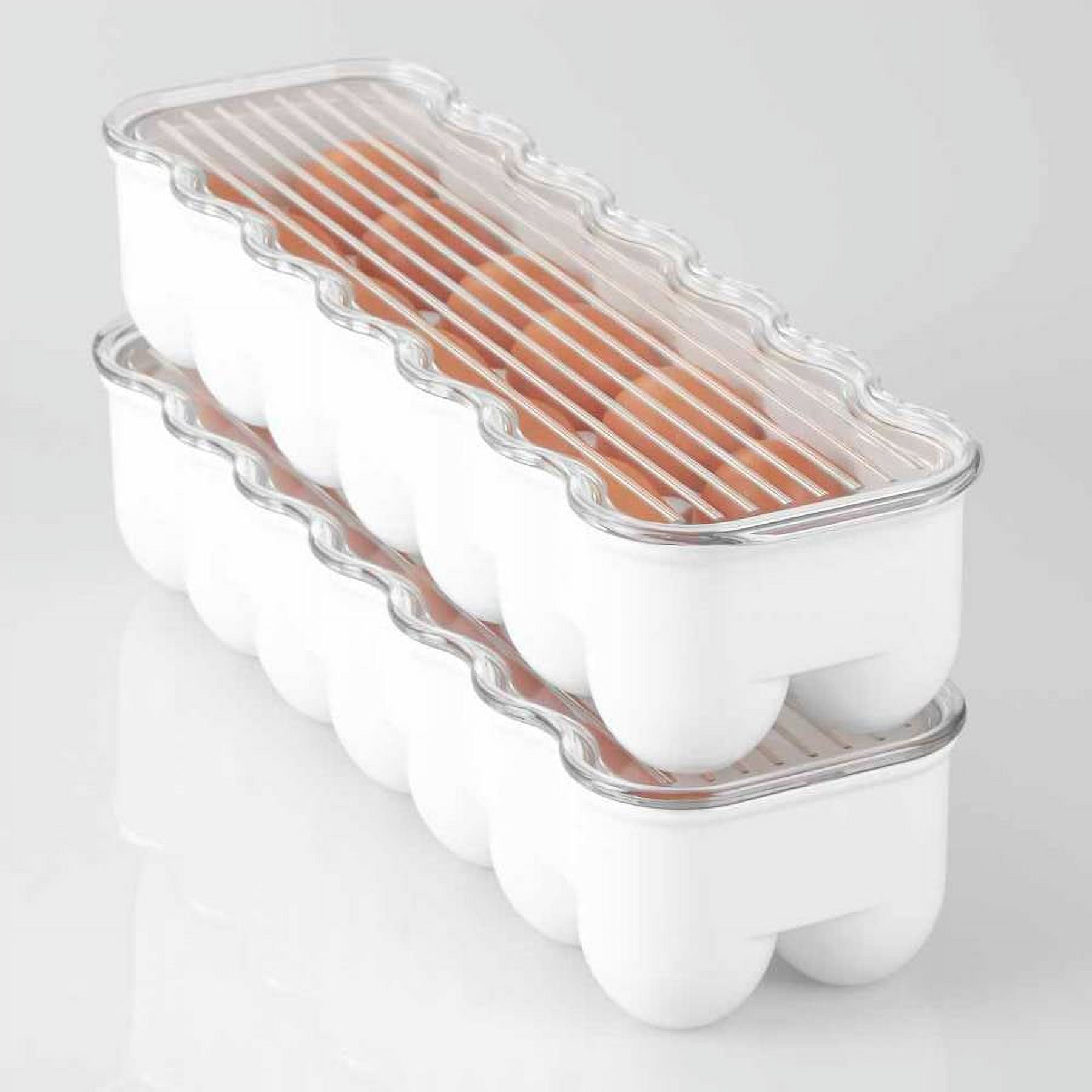 InterDesign Covered Egg Holder, 14 Eggs, White/Clear