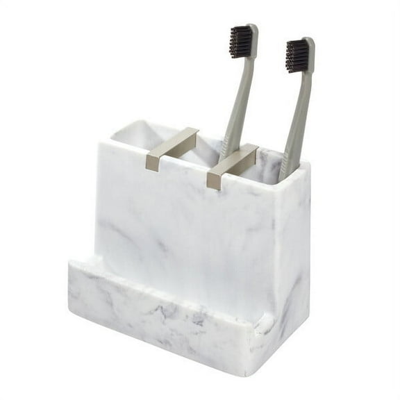InterDesign Dakota Vanity Satin White Marble Plastic/Steel Toothbrush Holder