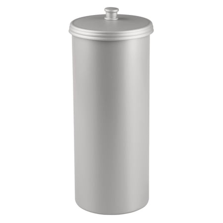 iDesign Toilet Paper Canister with Lid, Storage for 3 Rolls, 6.3'' x 15.5'', Silver