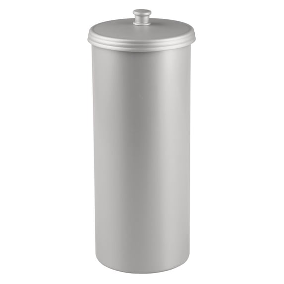 iDesign Toilet Paper Canister with Lid, Storage for 3 Rolls, 6.3'' x 15.5'', Silver