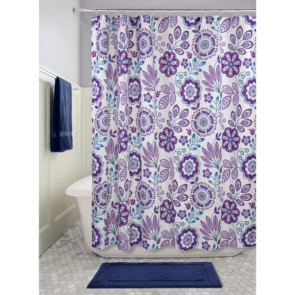 InterDesign Luna Floral Fabric Shower Curtain, 72" x 72"