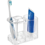 InterDesign Med+ BPA-Free Plastic Divided Toothbrush Holder - 5.6" x 3.25" x 4.55", Clear