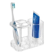 InterDesign Med+ BPA-Free Plastic Divided Toothbrush Holder - 5.6 x 3.25 x 4.55, Clear