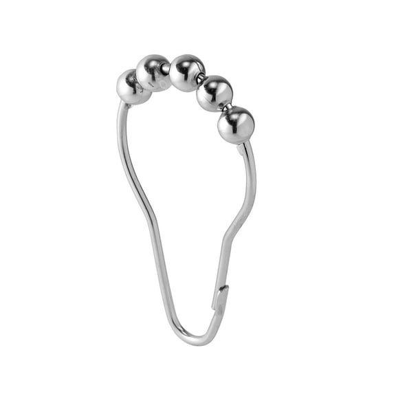 InterDesign Metal Roller Shower Curtain Rings/Hooks for Standard Rods in Master, Guest, Kid's Bathroom, 1.5" x 0.25" x 3" (12 Count)