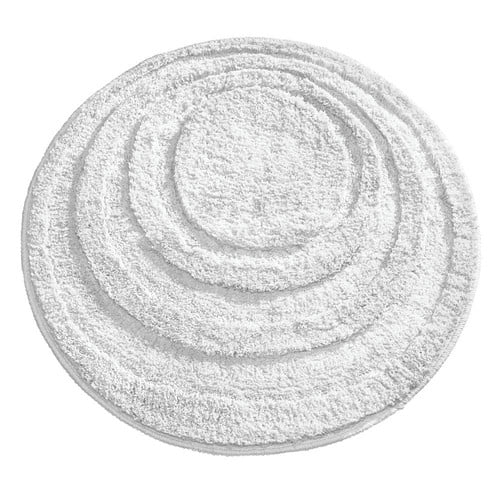 InterDesign Microfiber Round Bathroom Shower Accent Rug, 24", White