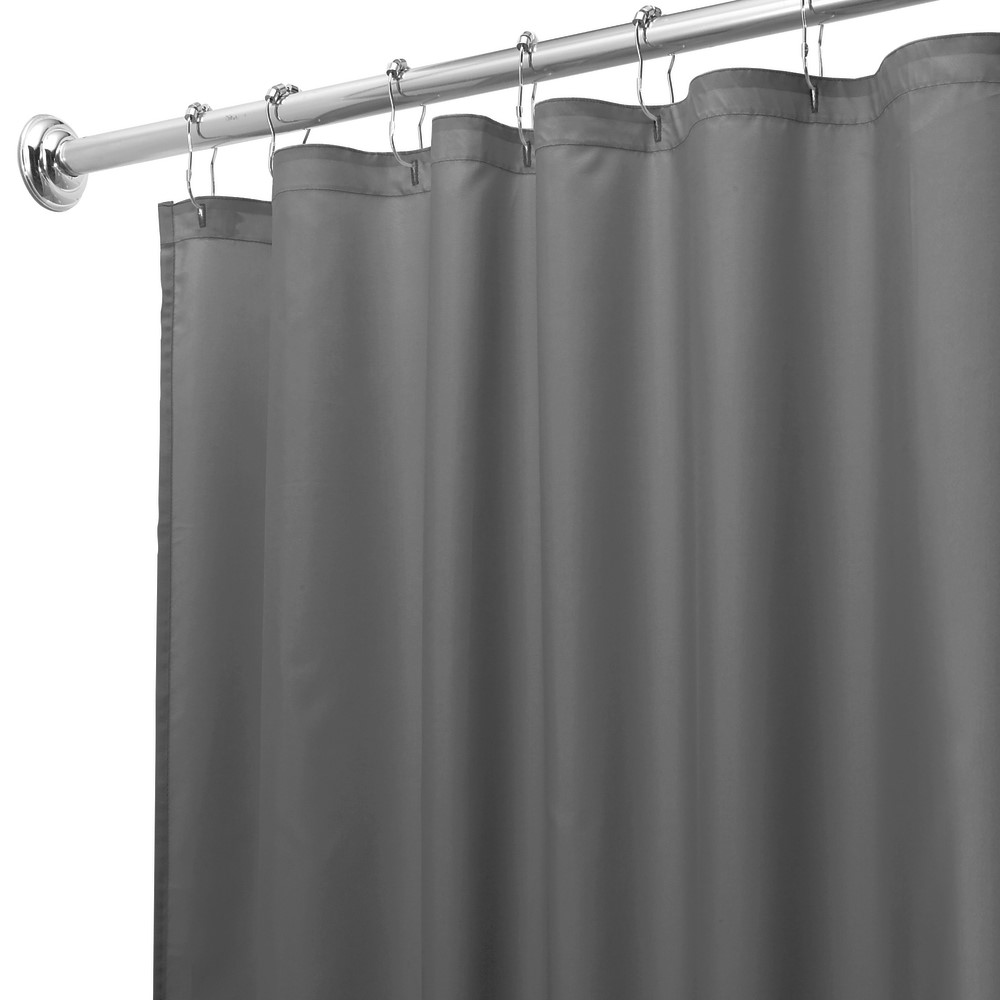 InterDesign MildewFree WaterRepellent Fabric Shower Curtain, Charcoal