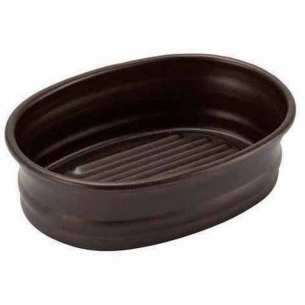 Bronze Oval Plastic Soap Dish with Raised Ridges