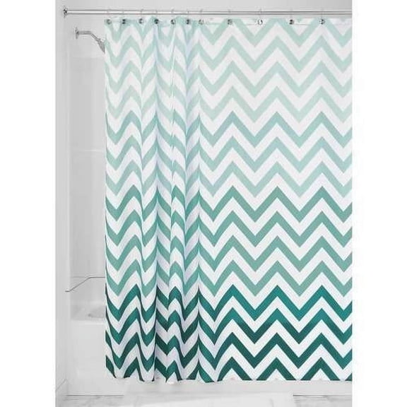 InterDesign Ombre Chevron Fabric Shower Curtain, Standard 72" x 72", Mint/Multi