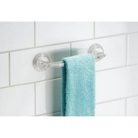 iDesign Plastic 10.5" Power Lock Suction Towel Holder Bar, Clear