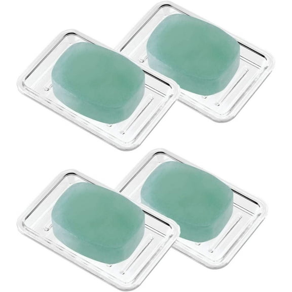 InterDesign Royal Plastic Rectangular Soap Saver, Bar Holder Tray for Bathroom Counter, Shower, Kitchen, 3.5 in. x 5.25 in. Clear Pack of 4