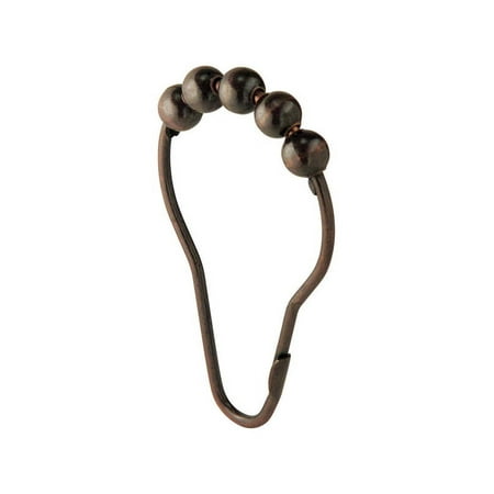 InterDesign Steel Roller Shower Curtain Rings/Hooks, Bronze, Set of 12