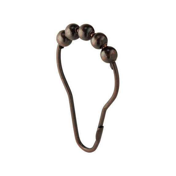 InterDesign Steel Roller Shower Curtain Rings/Hooks, Bronze, Set of 12