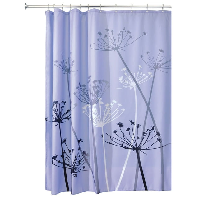 InterDesign Thistle Fabric Shower Curtain, Standard 72" x 72", Purple/Gray