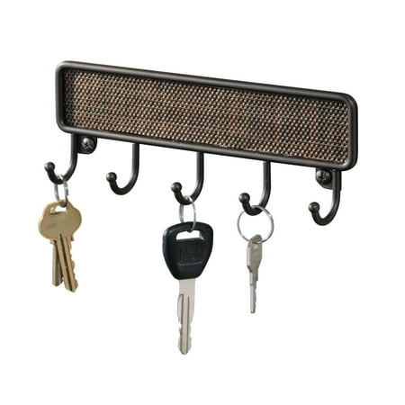InterDesign Twillo Key Rack Organizer, Wall Mount, Bronze Hooks