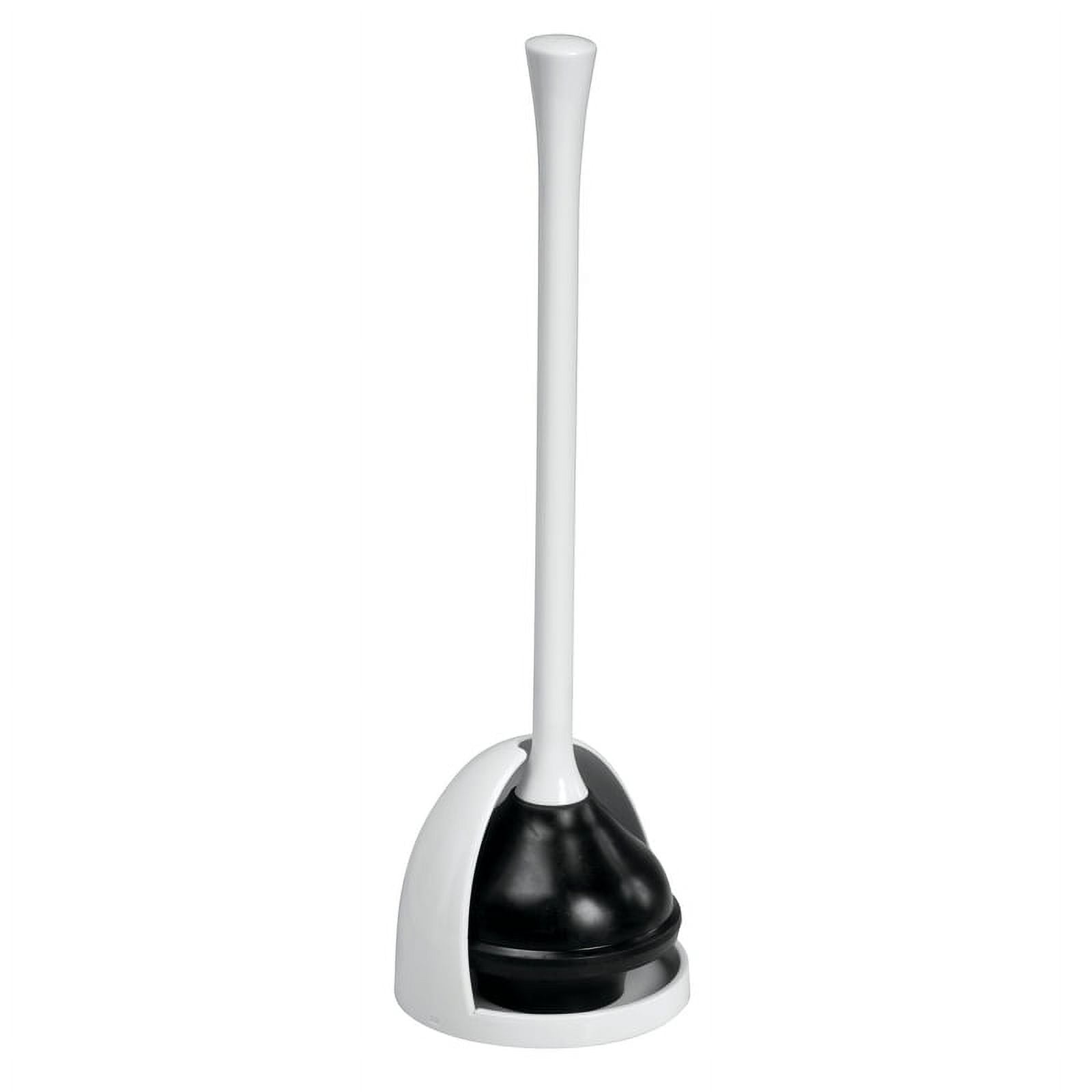 White Plastic Toilet Plunger with Holder Set