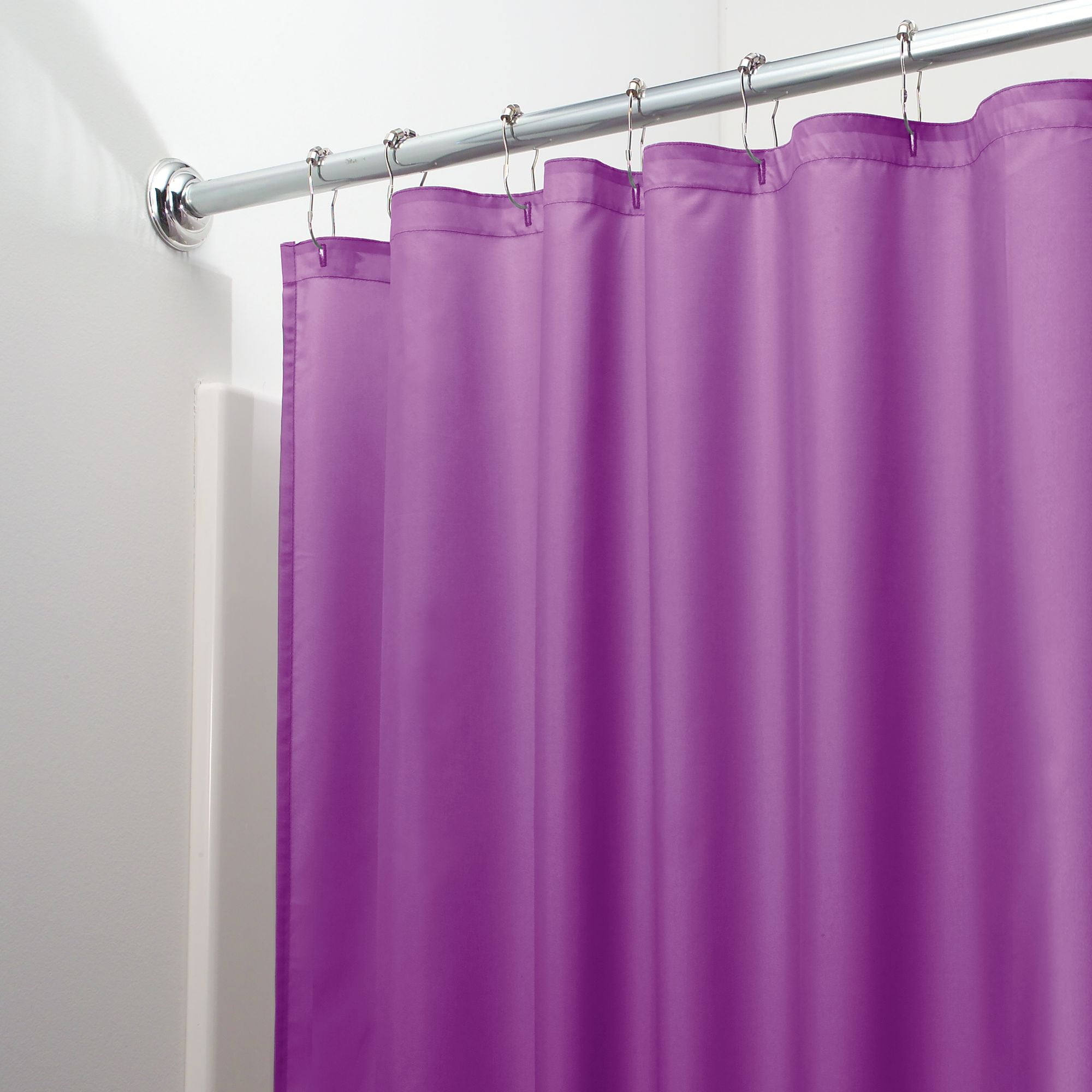 InterDesign Waterproof Fabric Shower Curtain Liner, 72" x 72", Purple ...