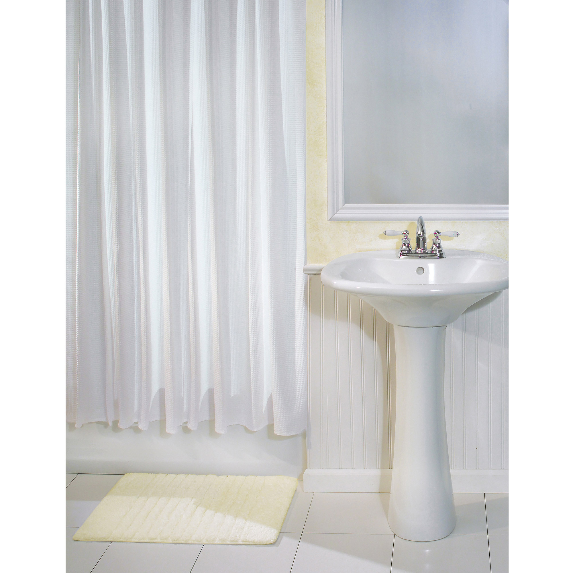 InterDesign York Fabric Shower Curtain, Standard, 72" x 72", White - image 1 of 6