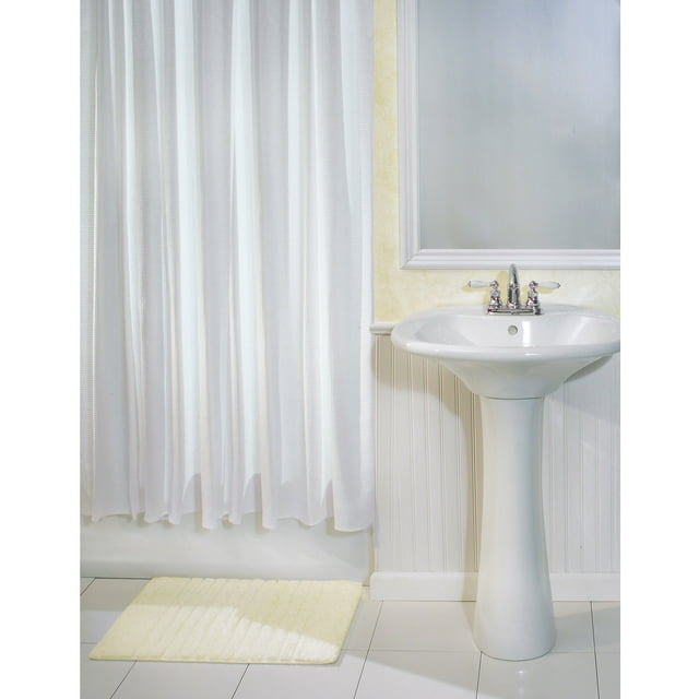 InterDesign York Fabric Shower Curtain, Standard, 72" x 72", White