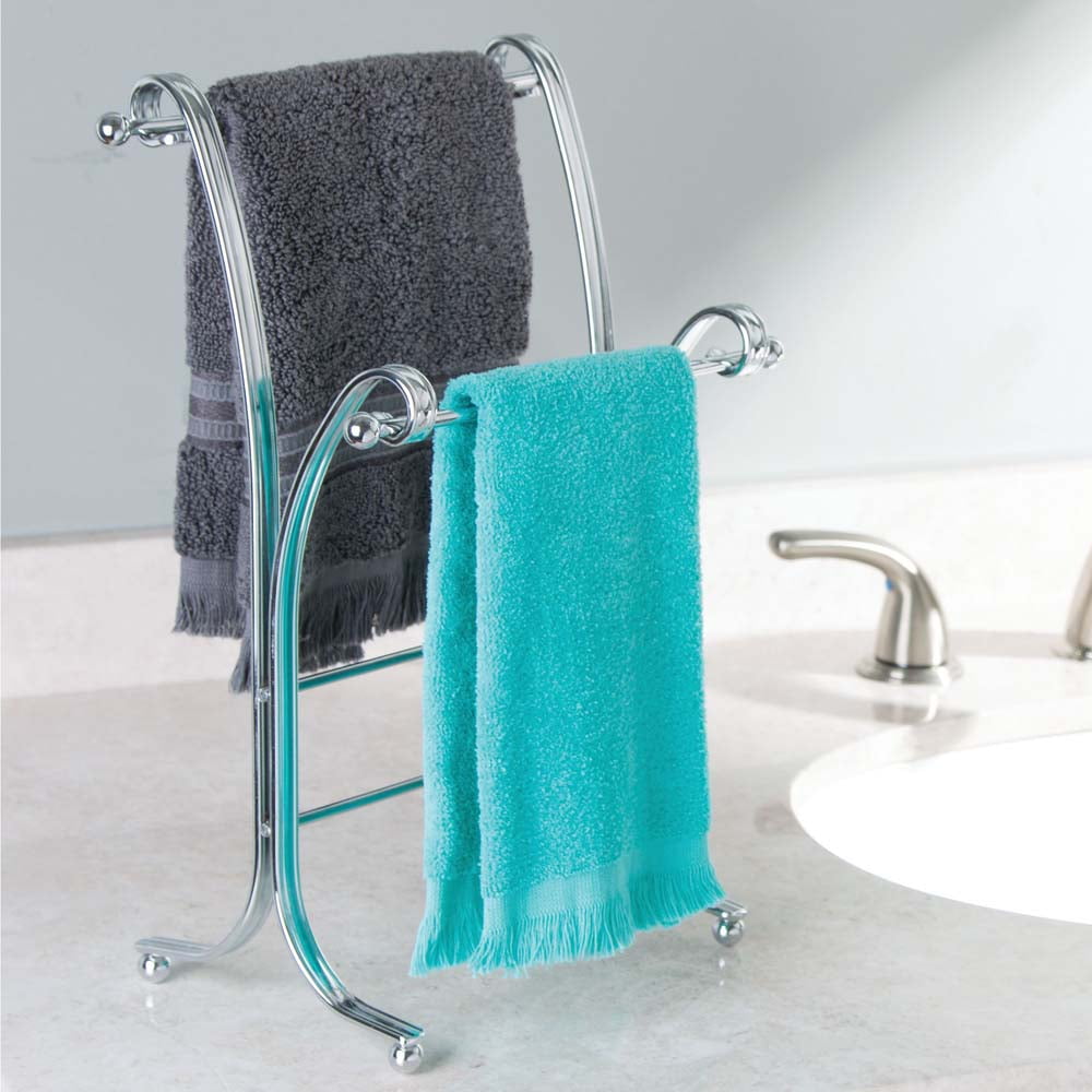 InterDesign York Lyra Metal Towel Holder Stand for Bathroom Vanities