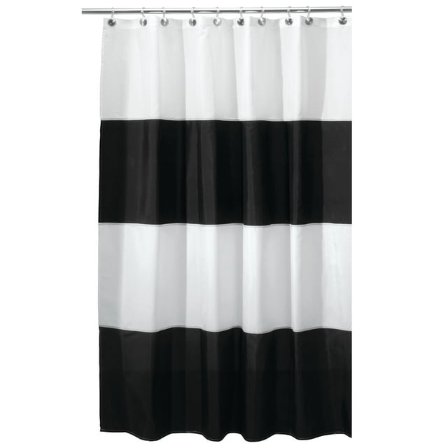 InterDesign Zeno Fabric Shower Curtain, Stall 54" x 78", Black/White