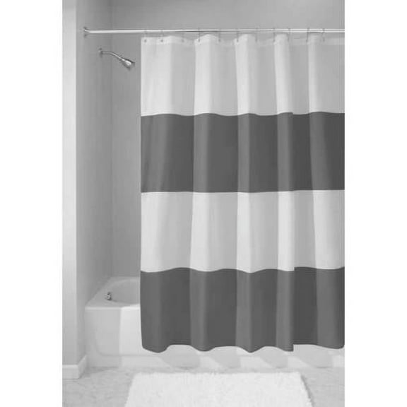 InterDesign Zeno Fabric Shower Curtain, Standard 72" x 72", Charcoal/White