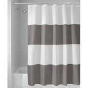 InterDesign Zeno Fabric Shower Curtain, Standard 72" x 72", Dark Taupe/White