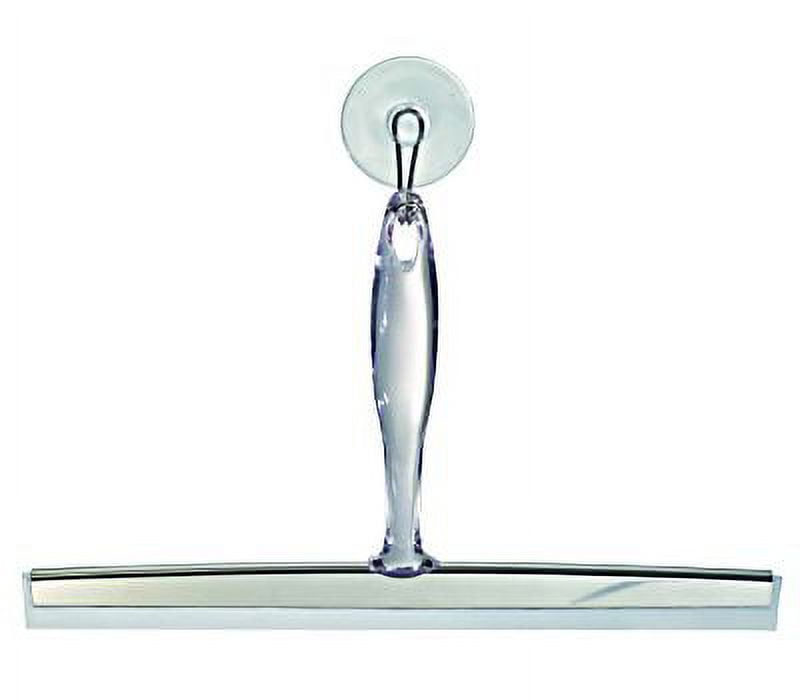 Clear Plastic and Stainless Steel 12-Inch Shower Squeegee with Suction Hook