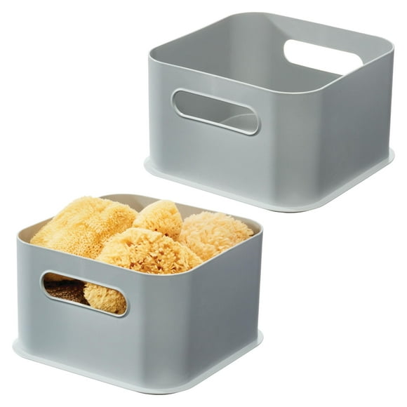InterDesign iDesign Storage Bins with Handles - Organize Kitchen, Bathroom, or Home Office - Set of 2 - Gray C80