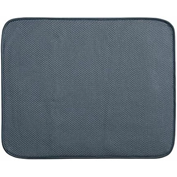 InterDesign iDry Large Kitchen Countertop Absorbent Dish Drying Mat, Pewter Gray