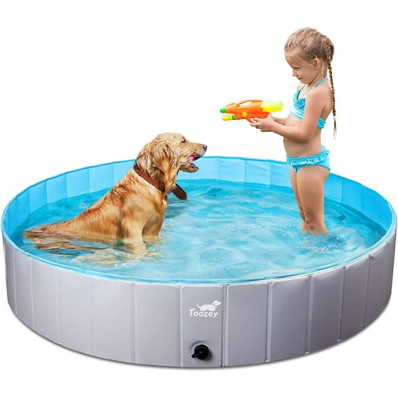 Intera Foldable Dog Pool, Slip-Resistant Kiddie Pool, Portable PVC Pet Dog Swimming Pool, Plastic Kiddie Pool for Kids, Dog Pet Bath Pool for Small to Large Dogs