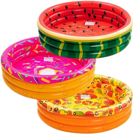 Intera Inflatable Kiddie Pool, Watermelon Donuts Pizza 3 Ring Summer Fun Swimming Pool for Kids, Water Pool Baby Pool for Summer Fun, 47 inches, for Ages 3+