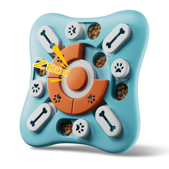 Interactie Dog Puzzle Toy for IQ Training, Mental Stimulation, Slow Feeding Fun, Enrichment Actiity with Squeaker, Sliding Treat Dispenser, Durable PP Material for Small Medium Large Dogs, Blue