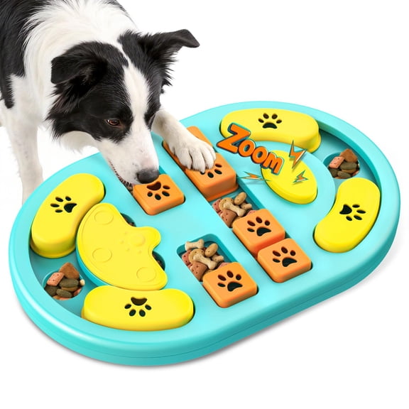 Interactie Dog Puzzle Toy for Mental Stimulation,IQ Training Treat Dispenser with Non-Slip Base,Slow Feeder Enrichment Game for Puppies Small Medium Large Dogs Cats to Reduce Boredom & Anxiety, Blue