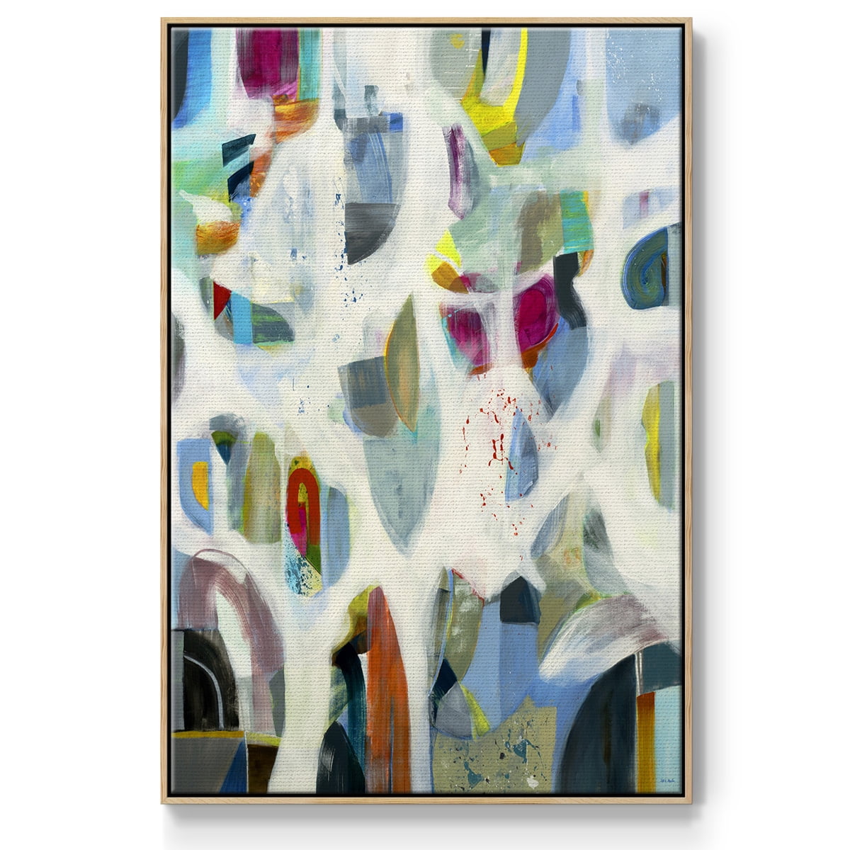Interaction Framed Premium Gallery Wrapped Canvas - Ready to Hang - 27 x 41 - Natural Wood Floating Frame