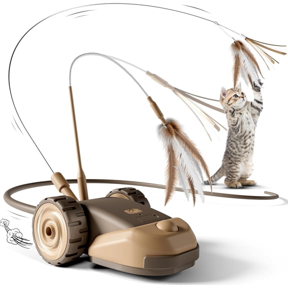 Interactive   - 2-Speed Automatic Moving    Self Play with 2 count   String Ribbon and Wiggly  Mice Tail for Bored Indoor Adult Cats Kittens