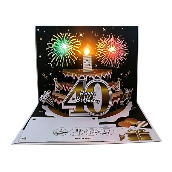Interactive 3D Pop Up Birthday Card with Singing Function Blow Out Candle Feature Unique Number Cake Shape Gift Card for Birthday Party Festival Surprise Decoration