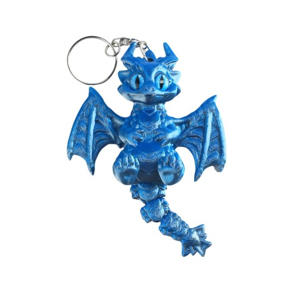 Interactive 3D Printed Western Dragon Keychain Pendant Toy With Flexible Wing
