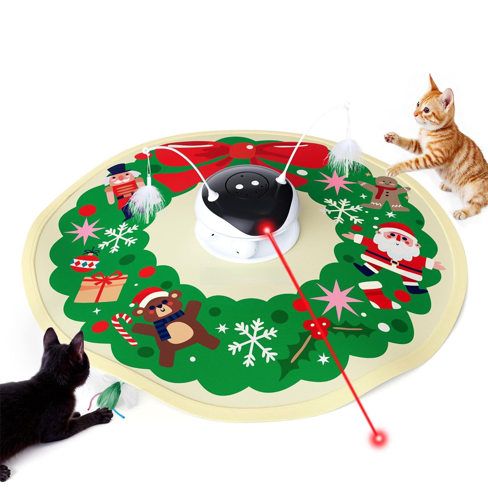 Interactive 5in1 Cat Toys Chargeable Moving Pointer Track Ball And Seek Real Bird Sing Touch/sound Activated Kitten Exercise For Indoor Bored Cats  600mah