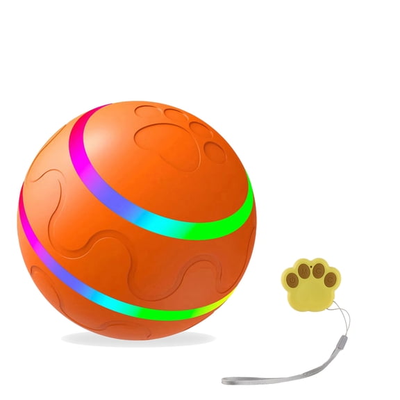 Interactive Active Rolling Ball for Large Dogs Waterproof IP54 Boredom Relief Pet Toy Ball with LED Light Remote Control Orange 3.1 inches / 8.0 cm