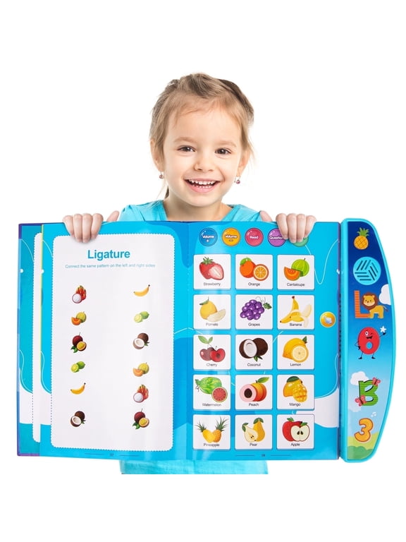 Interactive Alphabet Sound Book for Toddlers, 10 Pages Learning Letters, Animals, Fruits and More, Educational Toy for Cognitive and Language Development