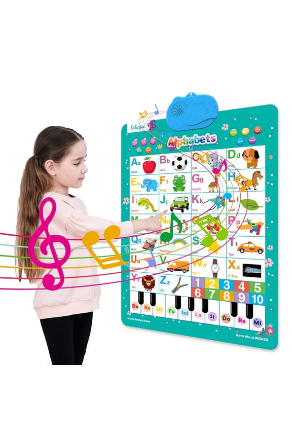 Interactive Alphabet Wall Chart | Educational Toddlers Toys ,Talking ABCs & 123s Music Poster with Interactive Light | Toddler Alphabet Learning | Best Educational Gift for Boys & Girls Ages 2 3 4 5
