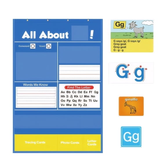 Interactive Alphabetic Learning Chart With Word Flashcards For Preschool Kindergarten Homeschool Activity Education Toy