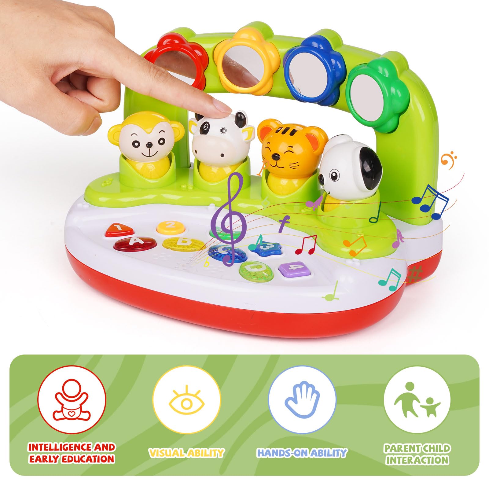 Interactive Animal Toddler Toys 1 3 for Boys, Musical Cause and Effect Toys for 1 Year Old Girl